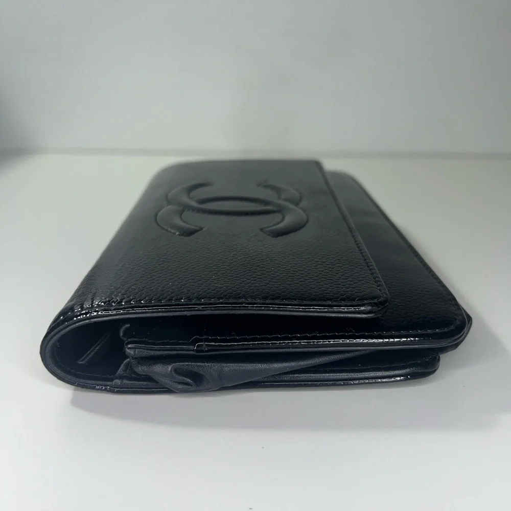 CHANEL | Black Patent Caviar Leather Wallet on Chain